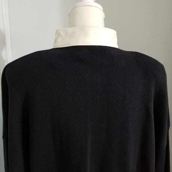 White Suede Rhinestone Trim Black Sweater - Picture 6 of 9